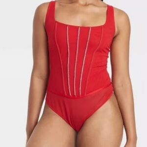 Auden Red Bodysuit with Silver Accents
